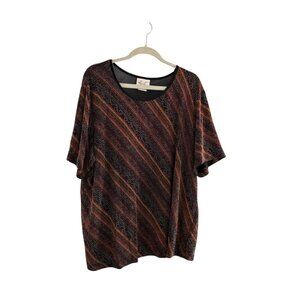 Kathie Lee Woman Multi-Color Short Sleeve Top With Striped Pattern Size 3X 22/24